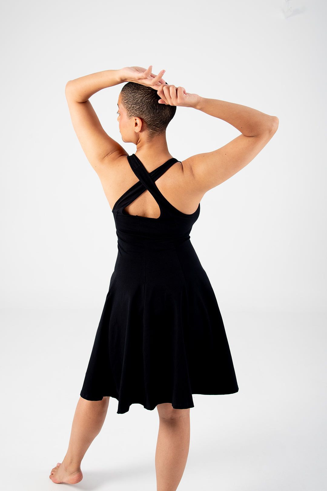 Black cross back dress best sale