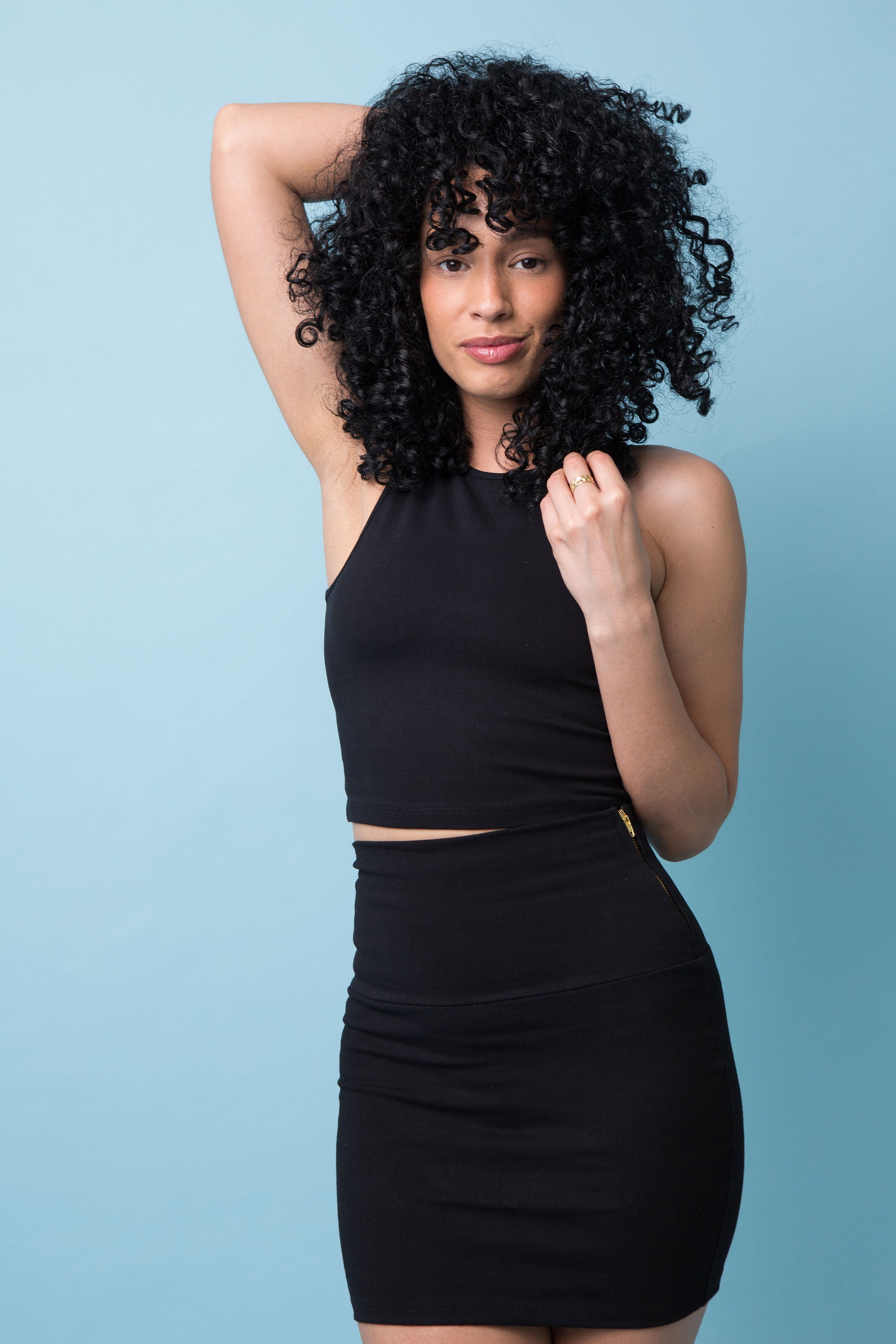 Iza Crop Vest Top in Black