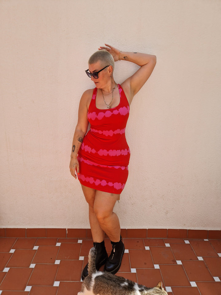 Shinni Neck Mini Dress In Blot Red