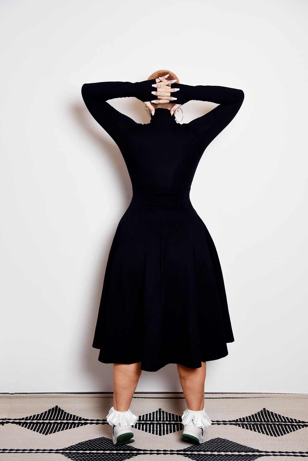 Asri Zip Dress Midi Long Sleeve Petite in Black LIMITED EDITION!