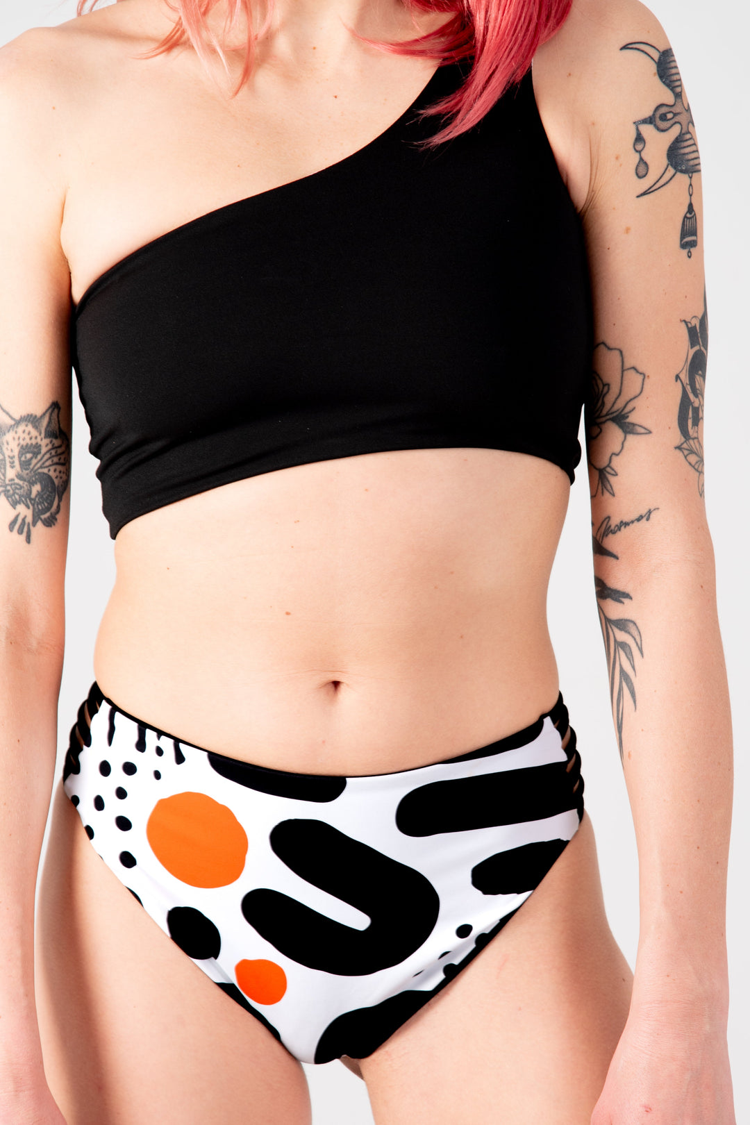 Cheeky Reversible High Waist Petite In Cuppa Print and Black