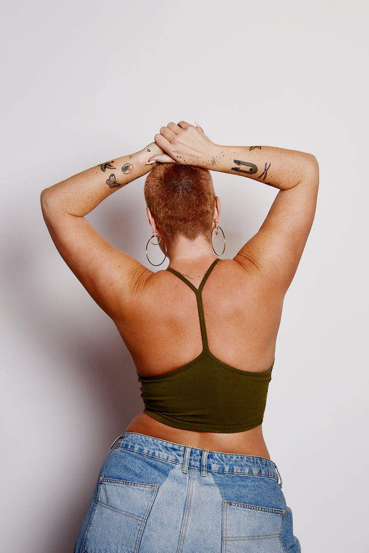 Crop Vest Top in Khaki Green LIMITED EDITION!