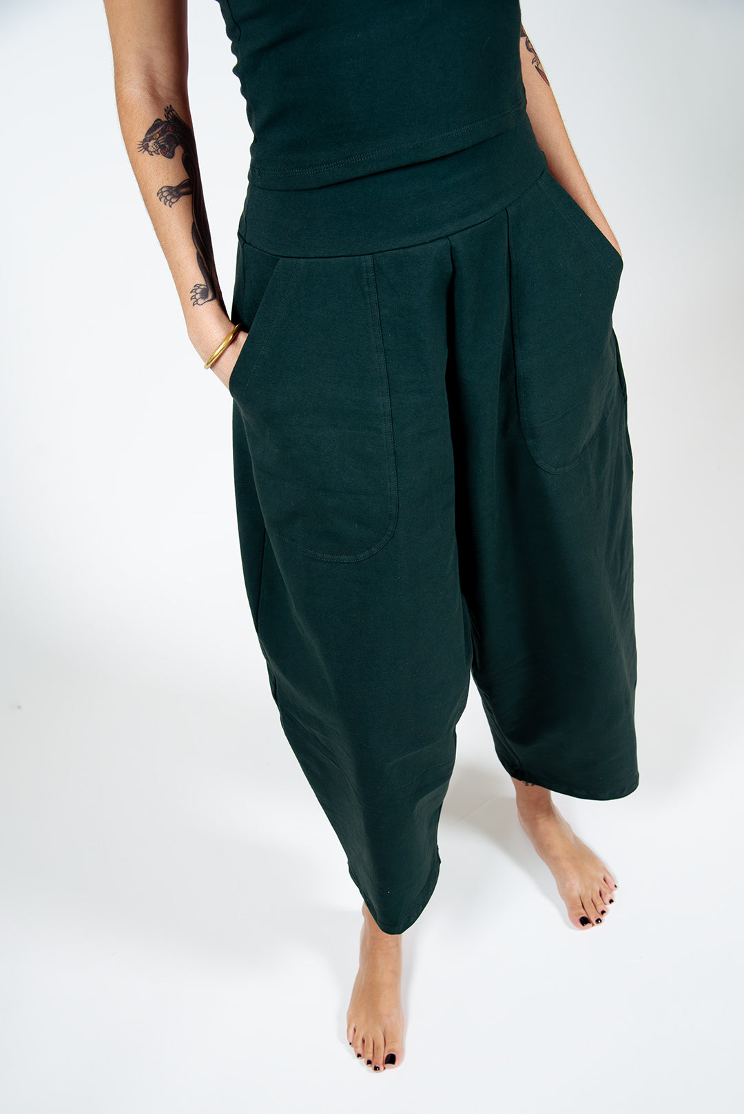 Puff Pants Regular in Forest Green