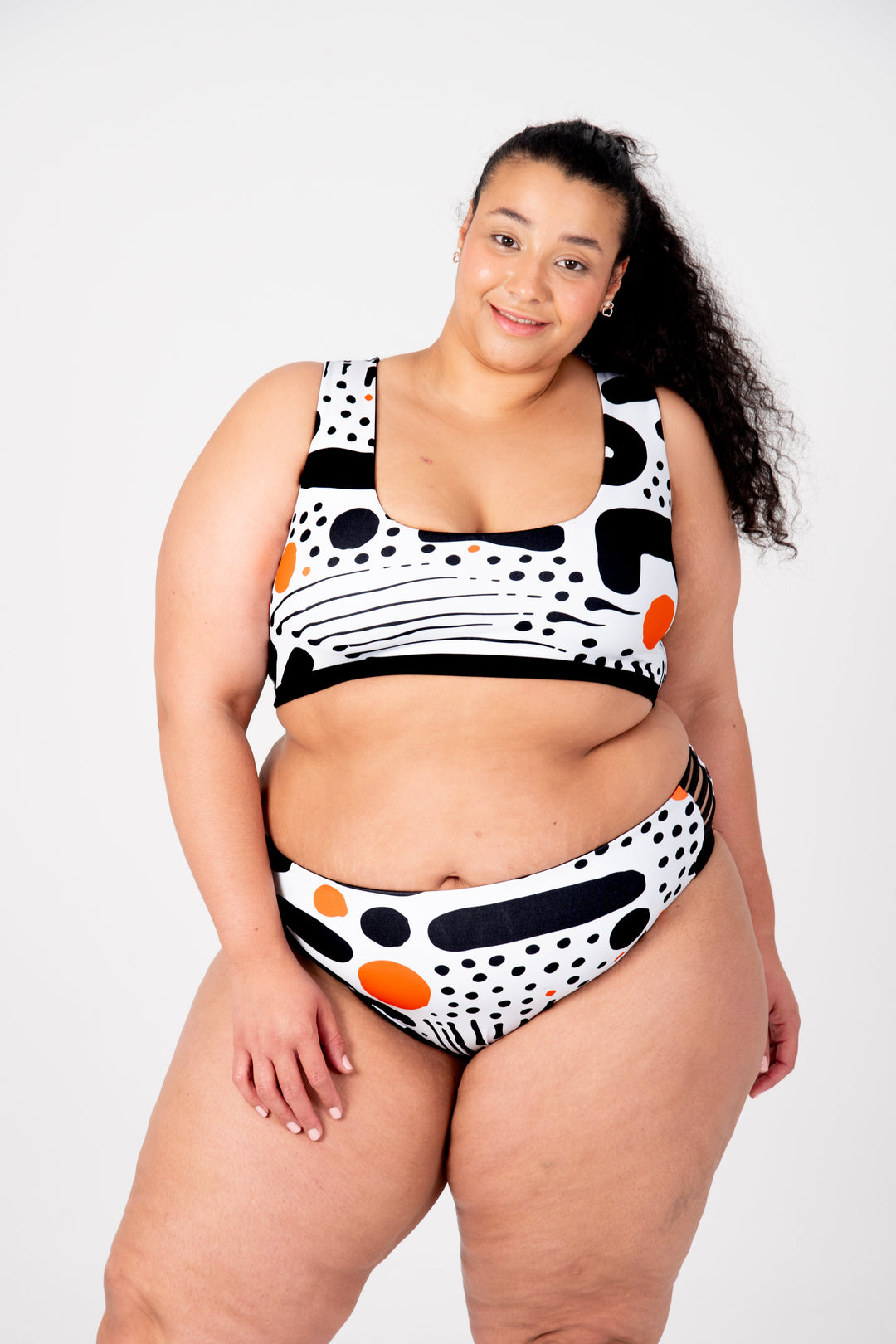 Cheeky Reversible High Waist Petite In Cuppa Print and Black