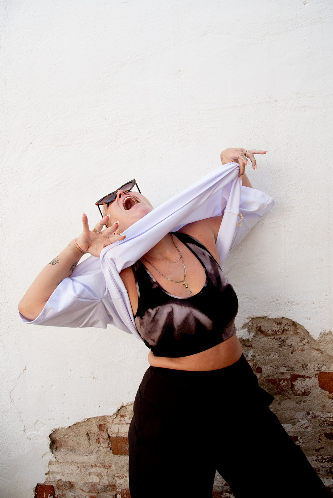 Funnel Neck Oversized Crop Tee in White