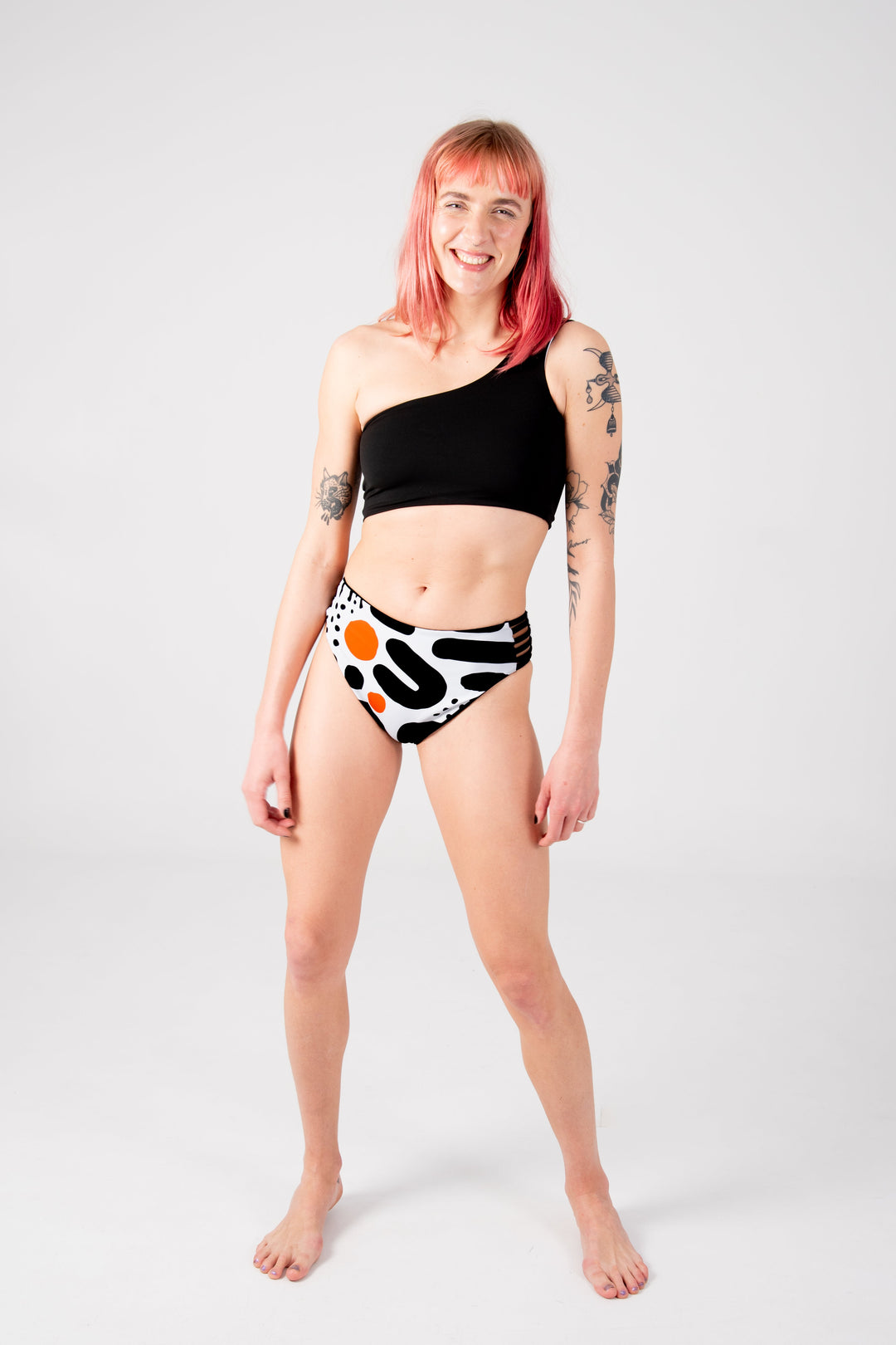 Cheeky Reversible High Waist Petite In Cuppa Print and Black