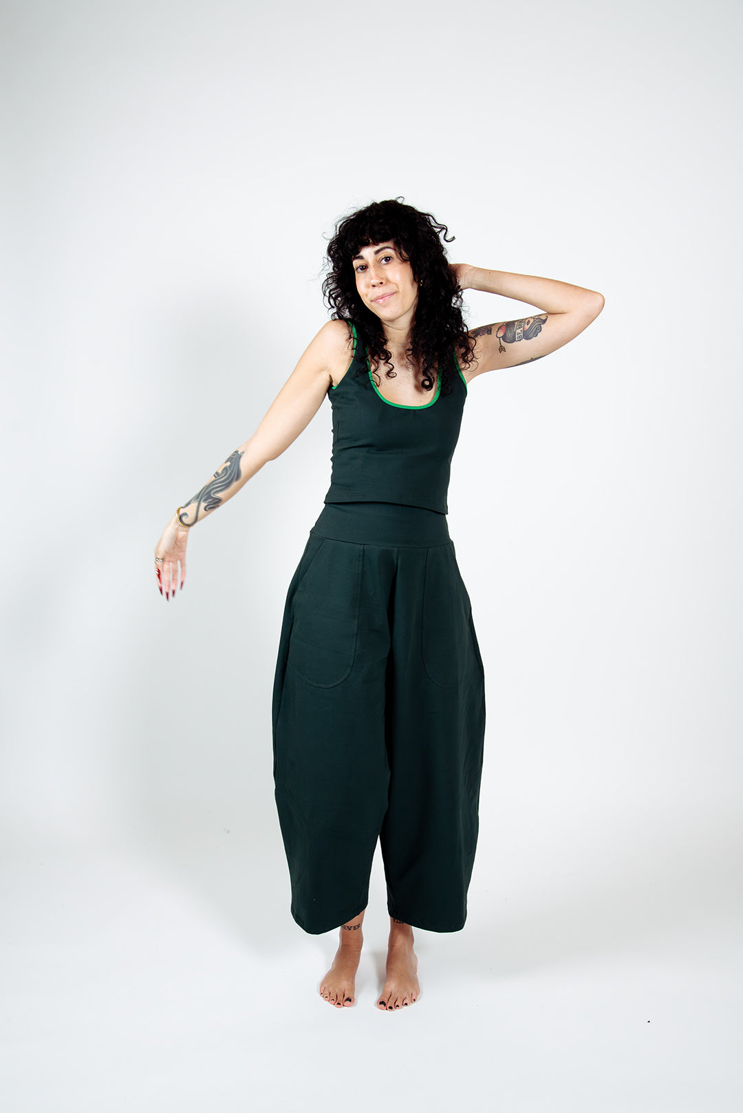 Puff Pants Petite in Forest Green