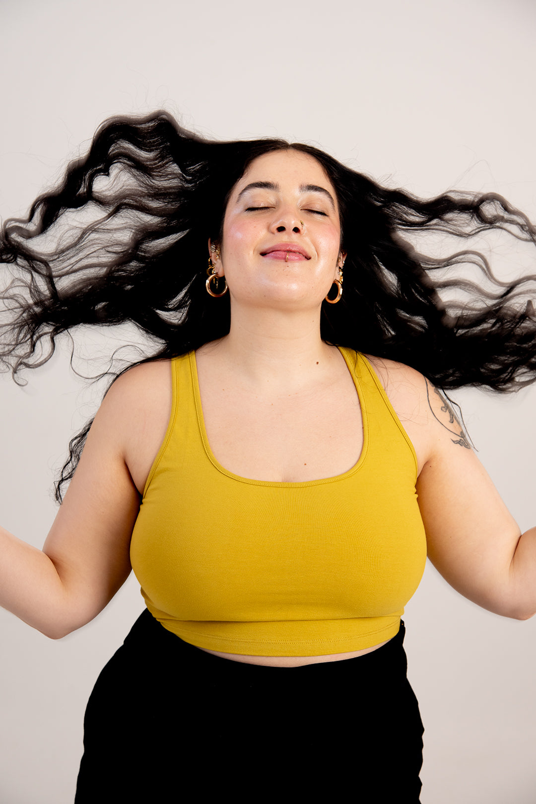 Shinni Neck Crop Tank Top In Mustard Seed