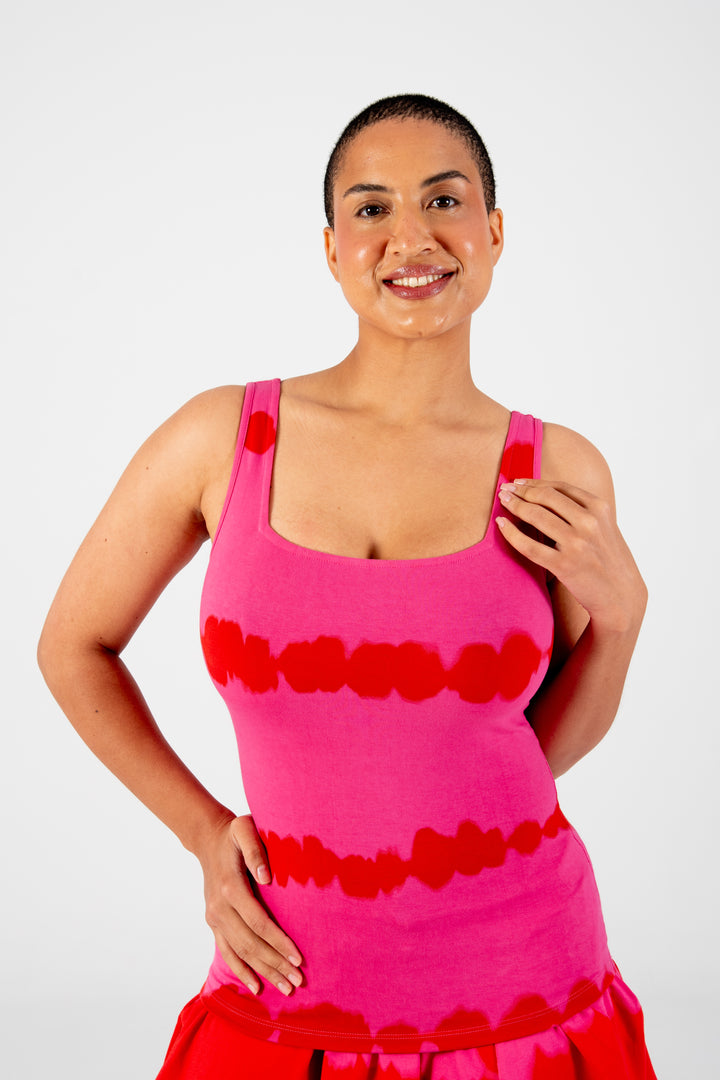 New Square Neck Full Length Top in Blot Pink