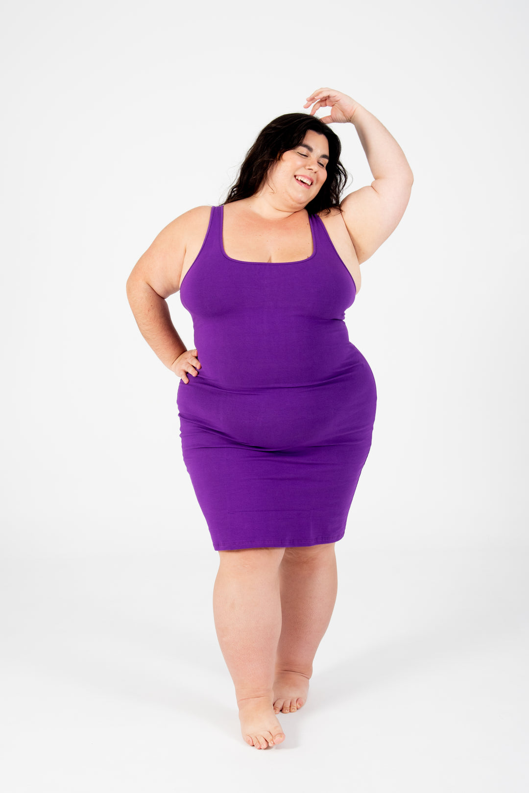 Shinni Neck Mini Dress In T.Purple