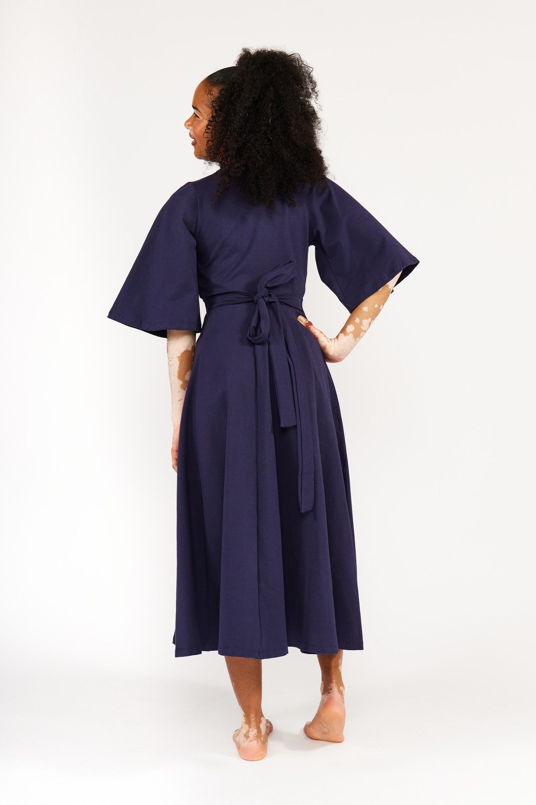 Wide Sleeve Wrap Midi Dress In Eclipse Limited Edition